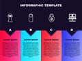 Set line Keyhole with eye, Please do not disturb, Money lock and VPN Computer network. Business infographic template