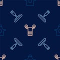 Set line Kitchen apron, Rubber cleaner for windows and Towel hanger on seamless pattern. Vector