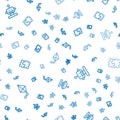 Set line Kite, Robot toy and Puzzle pieces on seamless pattern. Vector Royalty Free Stock Photo