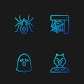 Set line Krampus, heck, Ghost, Spider. Gradient color icons. Vector