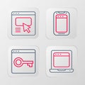 Set line Laptop with browser window, Secure your site HTTPS, SSL, Mobile phone and UI or UX design icon. Vector Royalty Free Stock Photo