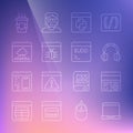 Set line Laptop, Debugging, Headphones, Python programming language, System, Cloud technology data transfer, Coffee cup Royalty Free Stock Photo