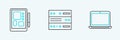 Set line Laptop, Graphic tablet and Server, Data, Web Hosting icon. Vector Royalty Free Stock Photo