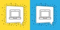 Set line Laptop icon isolated on yellow and blue background. Computer notebook with empty screen sign. Vector Royalty Free Stock Photo