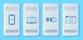 Set line Laptop and lock, Password protection, Smartphone and Browser incognito window icon. Vector
