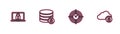 Set line Laptop and lock, Time Management, Server security with and Cloud computing icon. Vector Royalty Free Stock Photo