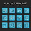 Set line Laptop, Software, Browser setting, Create account screen, Processor, Books about programming and Debugging icon Royalty Free Stock Photo