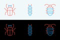 Set line Larva insect, Stink bug and Centipede icon. Vector Royalty Free Stock Photo