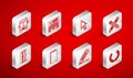 Set line Laurel wreath, Supermarket building, Pixel arrow cursor, Crossed pencil, Pencil and line, Bus, Book and