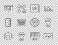 Set line Layers, Website statistic, UI or UX design, Front end development, Planning strategy concept, and icon. Vector Royalty Free Stock Photo