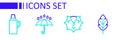 Set line Leaf, Chestnut, Umbrella and rain drops and Thermos container icon. Vector Royalty Free Stock Photo