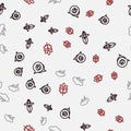 Set line Leaf, Corn, Cloud and lightning and on seamless pattern. Vector