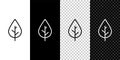 Set line Leaf icon isolated on black and white background. Fresh natural product symbol. Vector Royalty Free Stock Photo