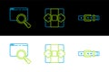 Set line Leather belt, Search in browser window and Gift box icon. Vector Royalty Free Stock Photo