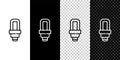 Set line LED light bulb icon isolated on black and white background. Economical LED illuminated lightbulb. Save energy Royalty Free Stock Photo