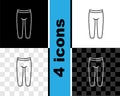 Set line Leggings icon isolated on black and white, transparent background. Vector Royalty Free Stock Photo