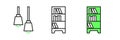 Set line Library bookshelf icon isolated on white background. Vector