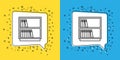 Set line Library bookshelf icon isolated on yellow and blue background. Vector Royalty Free Stock Photo