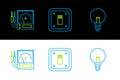 Set line Light bulb, Ampere meter, multimeter, voltmeter and Electric light switch icon. Vector Royalty Free Stock Photo