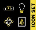 Set line Light bulb with concept of idea, Startup project, Project team base and Business podium icon. Vector Royalty Free Stock Photo