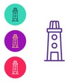 Set line Lighthouse icon isolated on white background. Set icons colorful. Vector