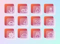 Set line Lighthouse, Sailor hat, Whale tail, Yacht sailboat, Windsurfing, Anchor and Nautical rope knots icon. Vector Royalty Free Stock Photo