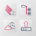 Set line Loading, Cloud with moon and stars, Folder tree and Falling icon. Vector Royalty Free Stock Photo