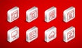 Set line Loading data window, Software, Books about programming, Create account screen, Web development, Browser files Royalty Free Stock Photo