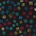 Set line Loading data window, System bug, Debugging and Browser files on seamless pattern. Vector Royalty Free Stock Photo