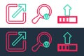 Set line Loading, Open new window and Search location icon. Vector Royalty Free Stock Photo