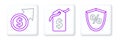 Set line Loan percent, Financial growth and coin and Price tag with dollar icon. Vector Royalty Free Stock Photo