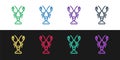 Set line Lobster icon isolated on black and white background. Vector