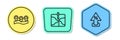 Set line Location, Intersection point and Percent up arrow. Colored shapes. Vector