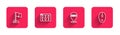Set line Location marker, Browser setting, SEO optimization and Computer mouse with long shadow. Red square button Royalty Free Stock Photo
