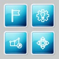 Set line Location marker, Light bulb and gear, Financial growth and Project team base icon. Vector