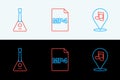 Set line Location musical note, Balalaika and MP4 file document icon. Vector Royalty Free Stock Photo