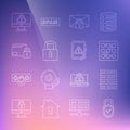 Set line Lock and check mark, Server, Data, Web Hosting, Graphic password protection, Mail message lock, Folder, Monitor Royalty Free Stock Photo