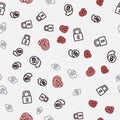 Set line Lock, Cloud computing lock and Cancelled fingerprint on seamless pattern. Vector Royalty Free Stock Photo
