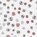 Set line Lock, Cloud computing lock, and Shield security with on seamless pattern. Vector Royalty Free Stock Photo