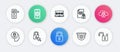 Set line Lock, Cloud computing lock, Security camera, Document and, Laptop with password, Open padlock and icon. Vector Royalty Free Stock Photo