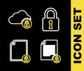 Set line Lock, Document and lock, and Cloud computing icon. Vector