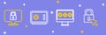 Set line Lock, Monitor with password, Safe and icon. Vector Royalty Free Stock Photo