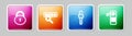 Set line Lock, Password protection, Unlocked key and Digital door. Colorful square button. Vector Royalty Free Stock Photo