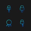 Set line Lock picks for lock picking, Bunch of keys, and and. Gradient color icons. Vector
