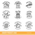 Set of line logo for grain, flour, agricultural company and bakery isolated