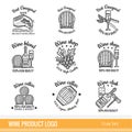 Set of line logo for wine producting and using isolated Royalty Free Stock Photo