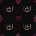 Set line Lollipop, Baby and clothes on seamless pattern. Vector