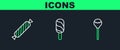 Set line Lollipop, Candy and Ice cream icon. Vector