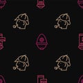 Set line London mail box, Sherlock Holmes and British police helmet on seamless pattern. Vector Royalty Free Stock Photo