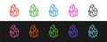 Set line Magic stone icon isolated on black and white background. Fantasy crystal. Jewelry gem for game. Vector Royalty Free Stock Photo